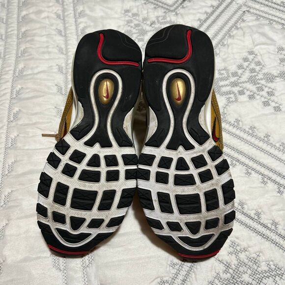 Nike Air Max 97 Gold Bullet 2022 Size 6Y Metallic Gold Red Swoosh - Picture 8 of 13